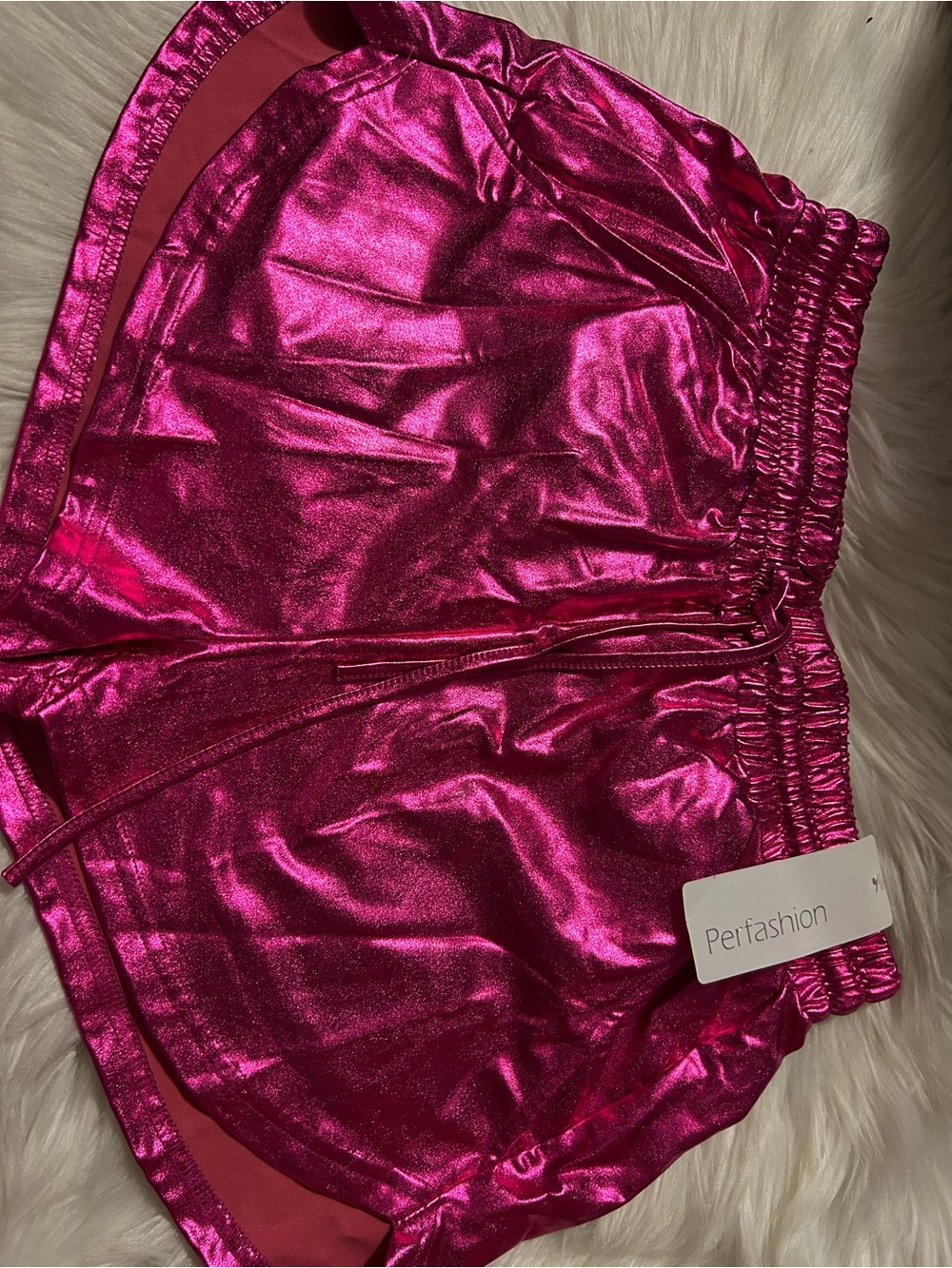 Juniors Metallic Hot Pink Athletic Shorts